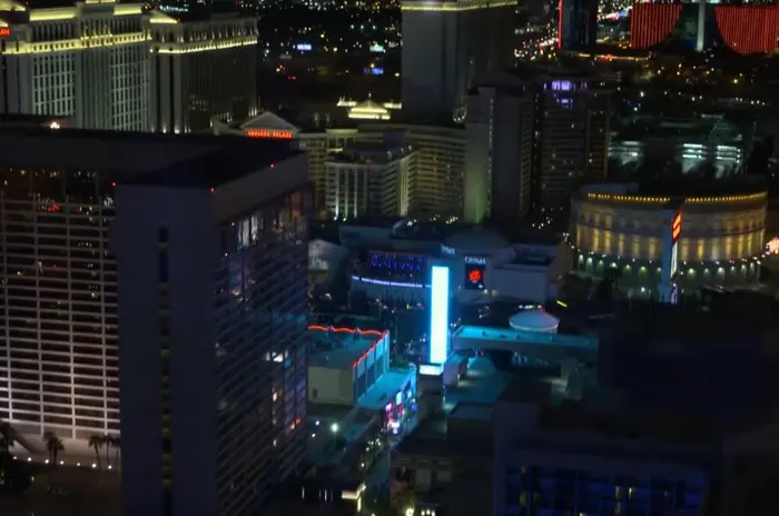 Las Vegas Strip at night viewed from above